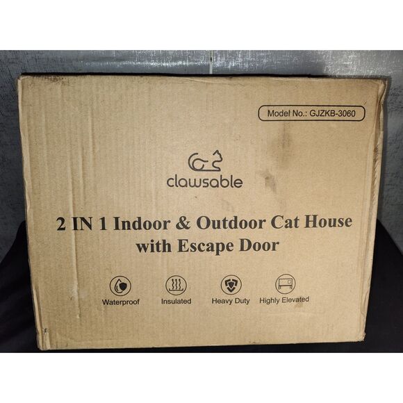 Clawsable 2 in 1 Indoor & Outdoor Cat House with Escape Door GJZKB-3060 - Picture 1 of 3